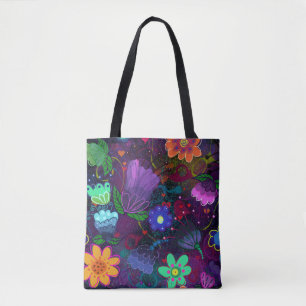 Fet och vacker Boho Bright Blommigt Art Tygkasse