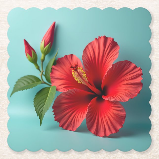 Fet och vacker: Red Hibiscus Charm Underlägg Papper (Framsida)