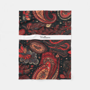 Fet och vacker Red Paisley Mönster-design Fleecefilt