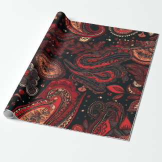 Fet och vacker Red Paisley Mönster-design Presentpapper