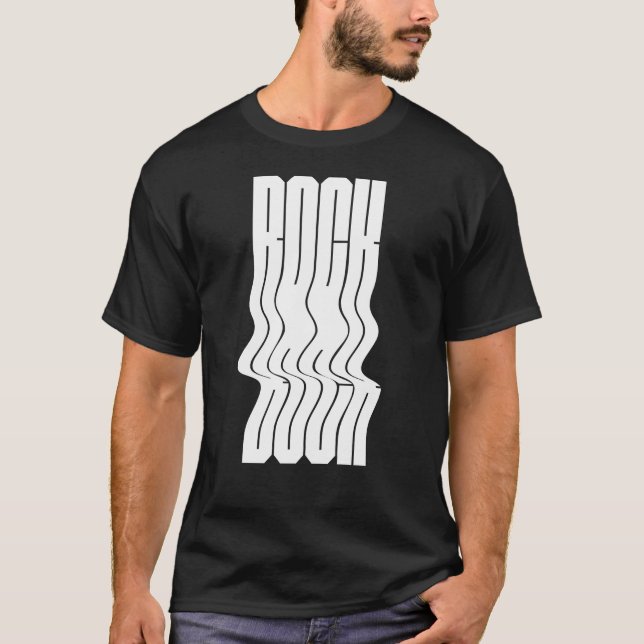 Fet och vågig rocklogotyp t shirt (Framsida)