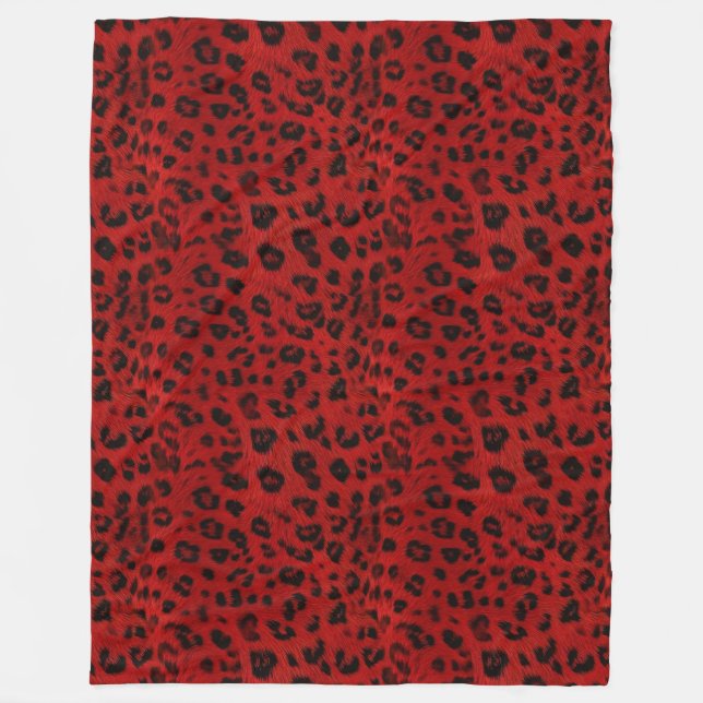 Fet och varm: Red & Black Leopard Fleecefilt (Framsidan)