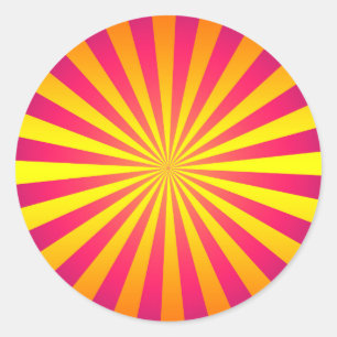 Fet och Vibrant Retro Sunburst Sticker Runt Klistermärke