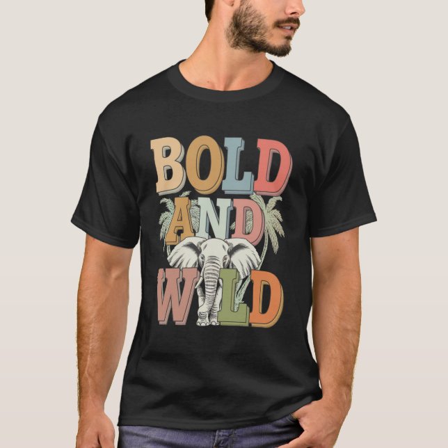 Fet och Vild Retro Elephant T Shirt (Framsida)