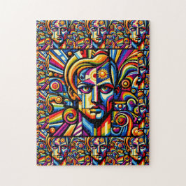 Fet, Öga-fångst, flerfärgad Abstrakt Ansikte Pussel