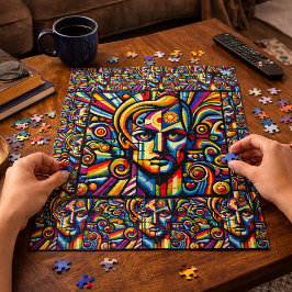 Fet, Öga-fångst, flerfärgad Abstrakt Ansikte Pussel