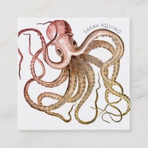Fet oktopus med böjd typsnitt fyrkantigt visitkort