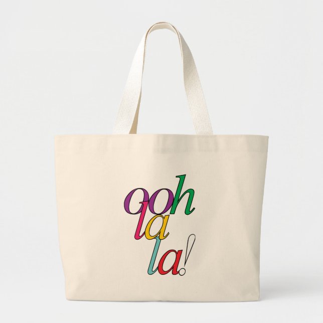 Fet "ooh La la!" på ljusa multifärger Jumbo Tygkasse (Framsidan)