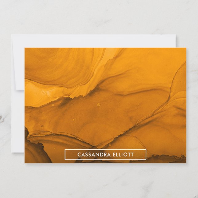 Fet Orange Alkohol Bläck Liquid Abstrakt Art Tack Kort (Framsida)