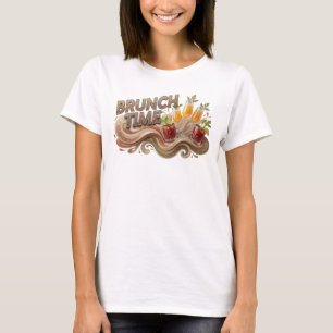 Fet Orange BRUNCH TIME Textdesign T Shirt