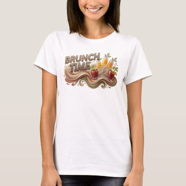 Fet Orange BRUNCH TIME Textdesign T Shirt (Framsida)
