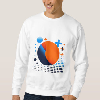 Fet Orange Cirkel och blå punkter Geometrisk tröja Lång Ärmad Tröja