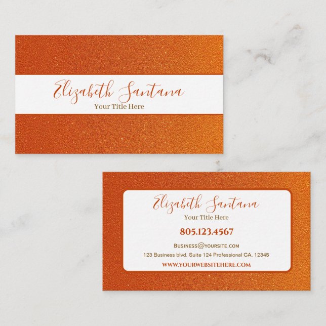 Fet Orange Glitter Visitkort (Fram/baksida)