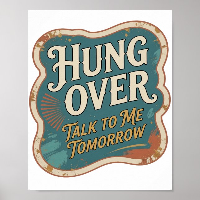 Fet orange HUNG OVER PRATA MED MIG IMORGON Poster (Framsidan)