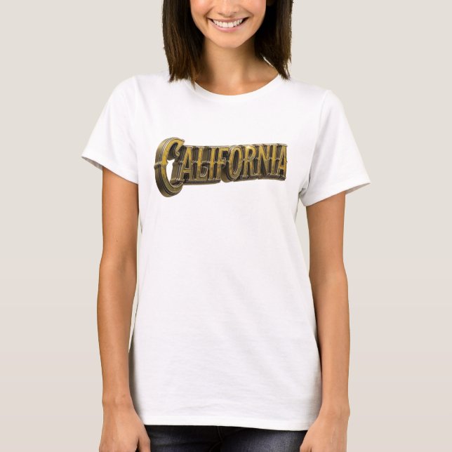 Fet orange KALIFORNIEN Textdesign T Shirt (Framsida)