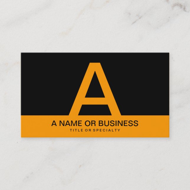 fet orange monogram visitkort (Framsida)