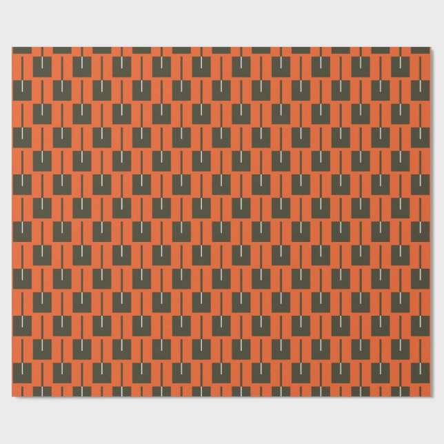 Fet orange och olivgrön geometrisk presentpapper (Platt)