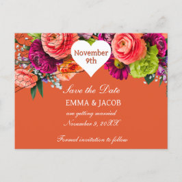 Fet Orange och Rosa ros Meddelande Vykort
