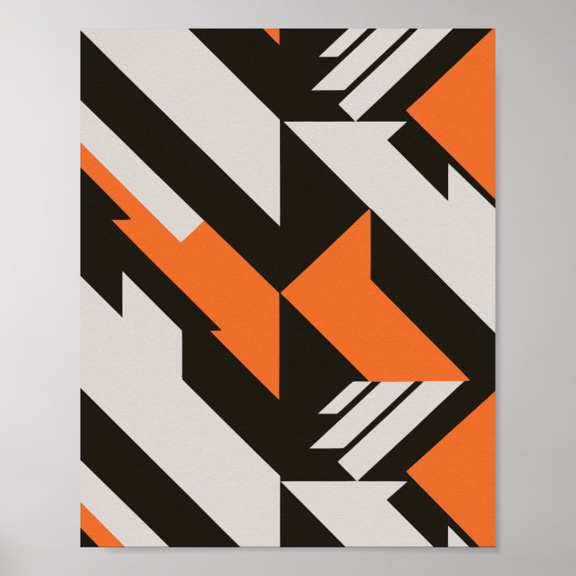 Fet Orange och svart geometrisk design Poster (Framsidan)