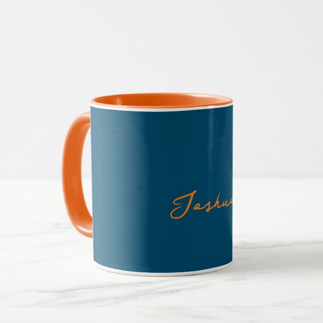 Fet Orange och Teal Personlig mugg (Framsida vänster)