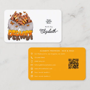 Fet Orange Periodt African American Nail Salon Visitkort