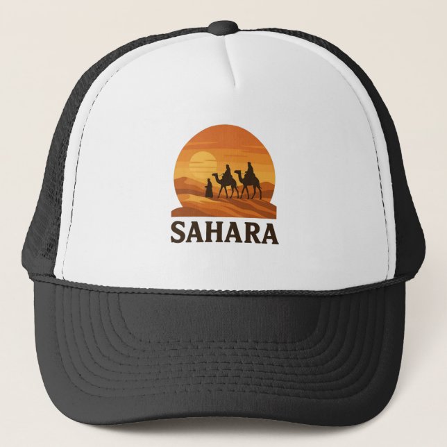 Fet Orange Retro Vector Sahara Sunset Camel Keps (Framsida)
