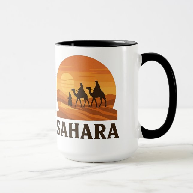 Fet Orange Retro Vector Sahara Sunset Camel Mugg (Höger)