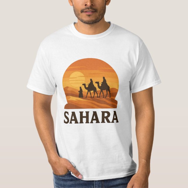 Fet Orange Retro Vector Sahara Sunset Camel T Shirt (Framsida)