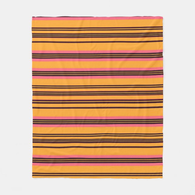 Fet orange rosa horisontell randmönster fleecefilt (Framsidan)