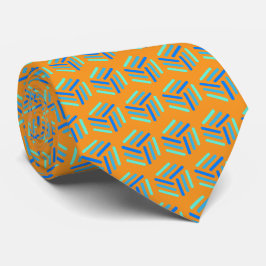 Fet Orange Tie med Blue Honeycomb Mönster Slips