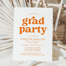 Fet orange typografi examensfest