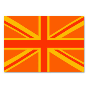 Fet Orange Union Jack British Flagga Swag Bordsnummer