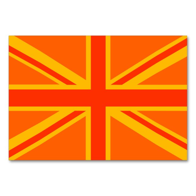 Fet Orange Union Jack British Flagga Swag Bordsnummer (Framsidan)