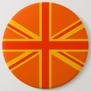 Fet Orange Union Jack British Flagga Swag Knapp