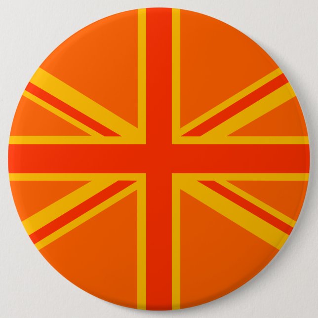 Fet Orange Union Jack British Flagga Swag Knapp (Framsida)