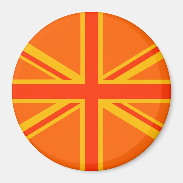 Fet Orange Union Jack British Flagga Swag Magnet (Framsidan)