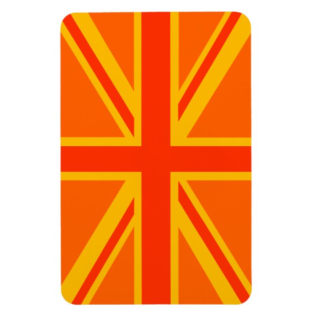 Fet Orange Union Jack British Flagga Swag Magnet (Vertikal)