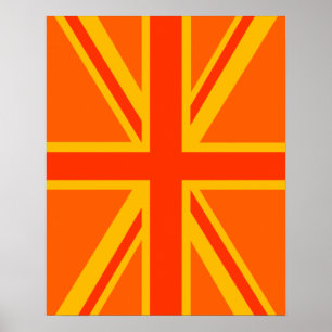 Fet Orange Union Jack British Flagga Swag Poster