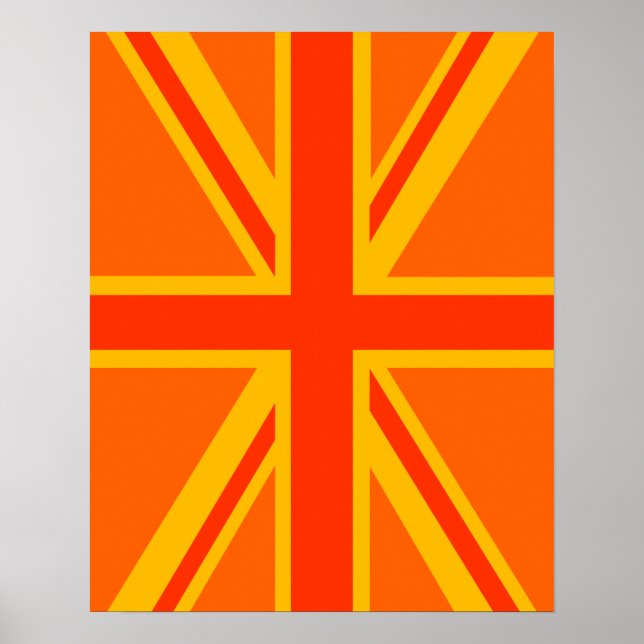 Fet Orange Union Jack British Flagga Swag Poster (Framsidan)