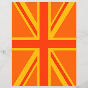 Fet Orange Union Jack British Flagga Swag Reklamblad
