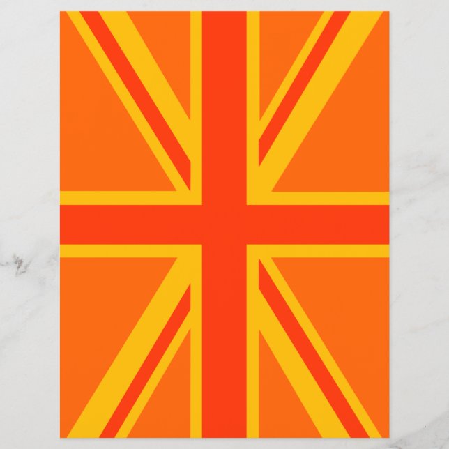 Fet Orange Union Jack British Flagga Swag Reklamblad (Framsidan)