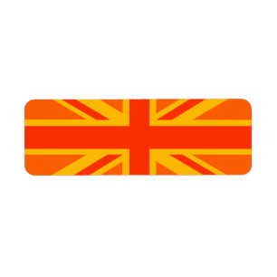 Fet Orange Union Jack British Flagga Swag Returadress Etikett