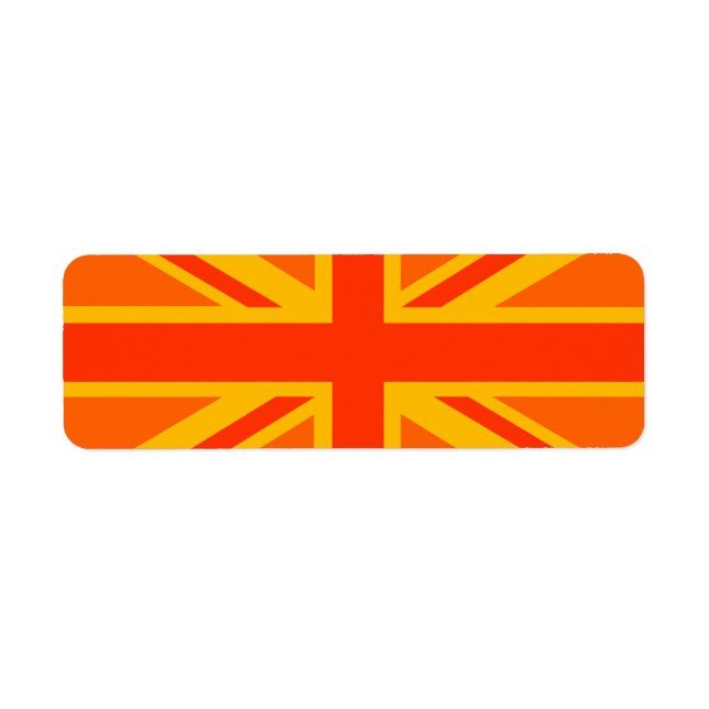 Fet Orange Union Jack British Flagga Swag Returadress Etikett (Framsidan)