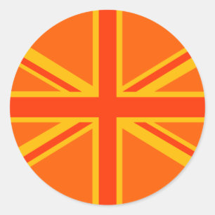 Fet Orange Union Jack British Flagga Swag Runt Klistermärke