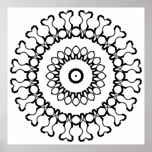 Fet Organisk Mandala med Petal Ring Symmetri Konst Poster