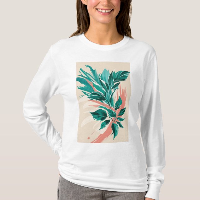 Fet, överdimensionerad utskrift av blommigt t shirt (Framsida)