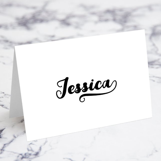 Fet penselskrift A Swash Namn Platskort Bordsnummer (Bold Brush Script A Swash Name Place Cards)