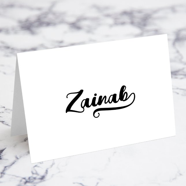 Fet penselskrift B Swash Namnkort Bordsnummer (Bold Brush Script B Swash Name Place Cards)