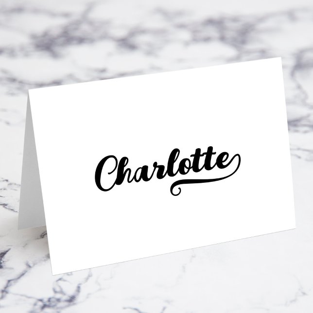 Fet penselskrift E Swash Namnkort Bordsnummer (Bold Brush Script E Swash Name Place Cards)