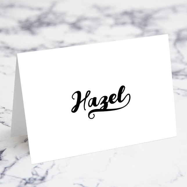 Fet penselskrift L svans Namnkort Bordsnummer (Bold Brush Script L Swash Name Place Cards)
